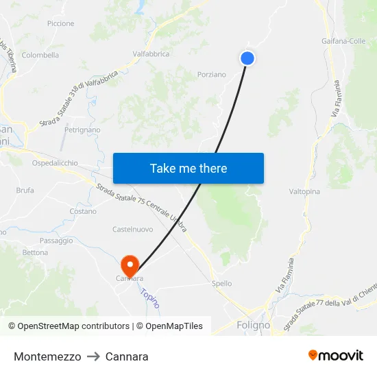 Montemezzo to Cannara map