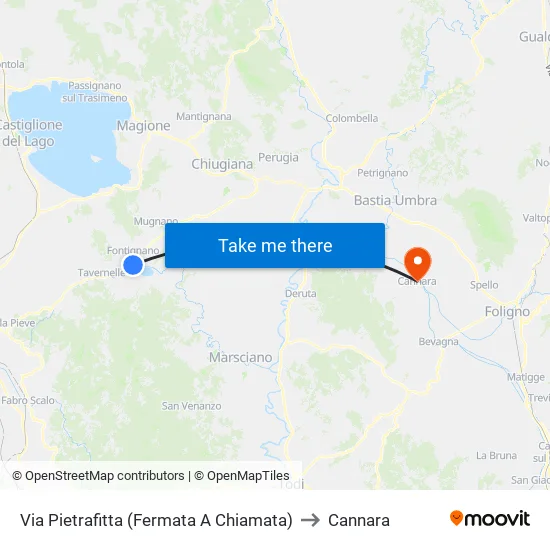 Via Pietrafitta (Fermata A Chiamata) to Cannara map