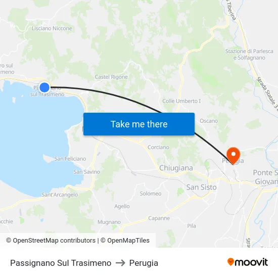 Passignano Sul Trasimeno to Perugia map