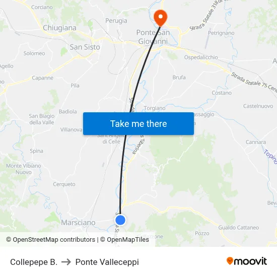 Collepepe Borgo to Valleceppi Bridge map
