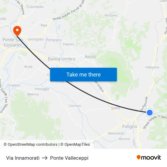 Lovers Street to Valleceppi Bridge map
