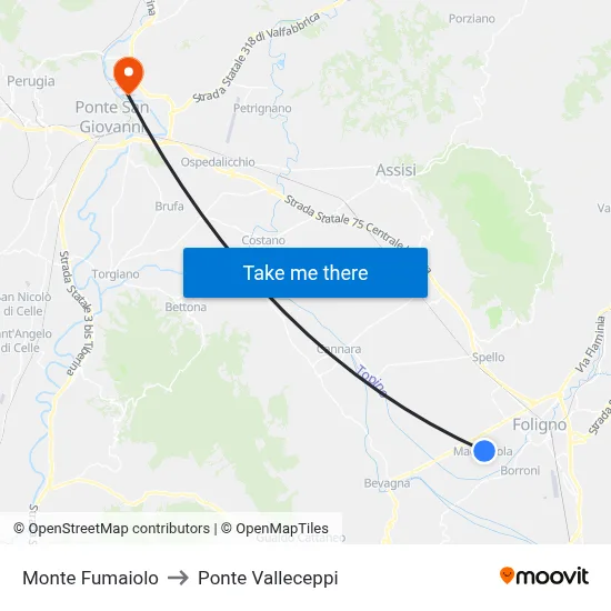 Mount Fumaiolo to Valleceppi Bridge map