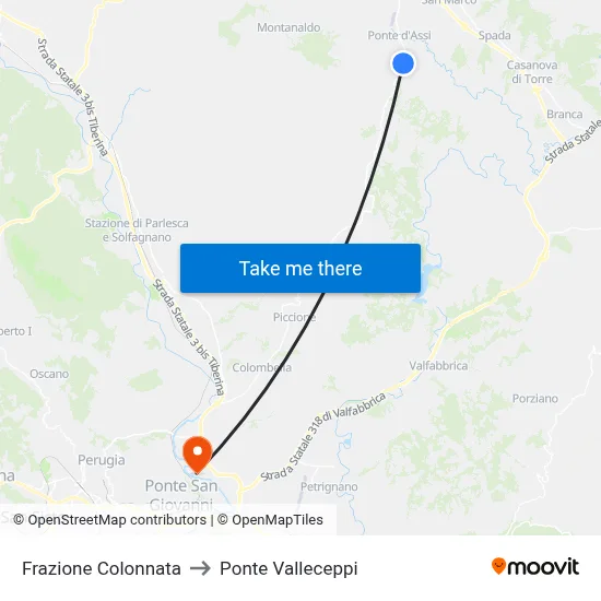 Colonnata District to Valleceppi Bridge map