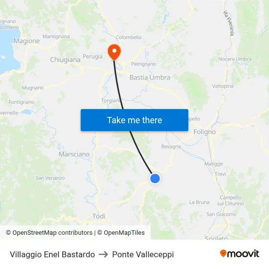 Enel Bastardo Village to Valleceppi Bridge map