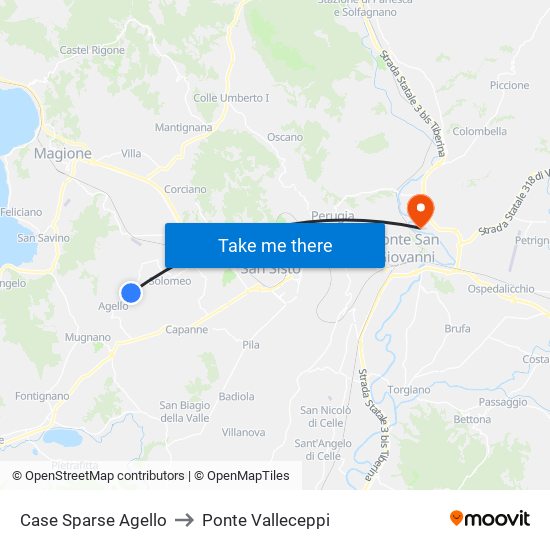 Case Sparse Agello to Ponte Valleceppi map