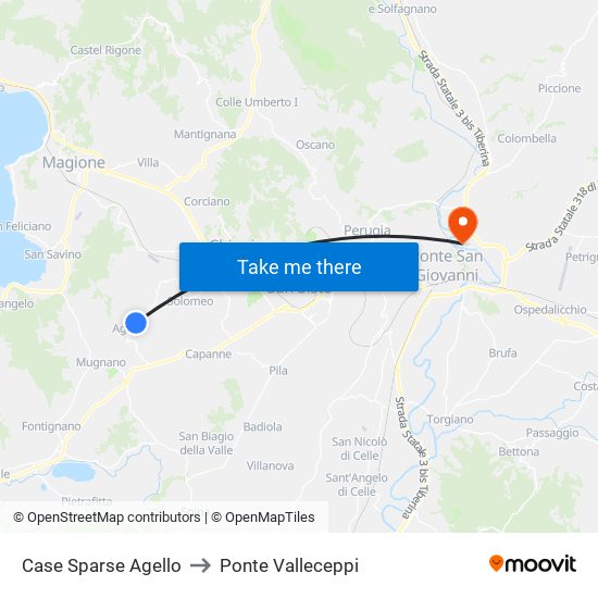 Case Sparse Agello to Ponte Valleceppi map