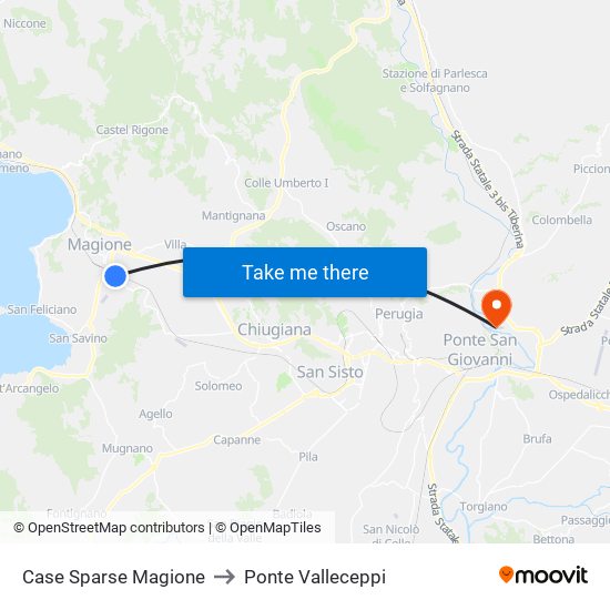 Case Sparse Magione to Ponte Valleceppi map