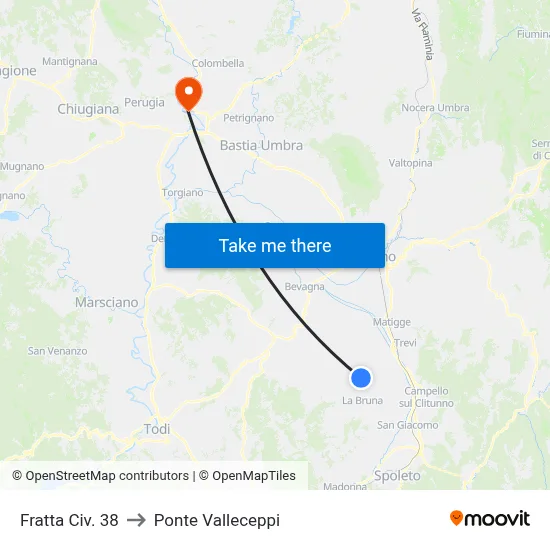 Fratta No. 38 to Valleceppi Bridge map