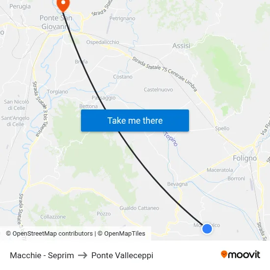 Macchie - Seprim to Valleceppi Bridge map