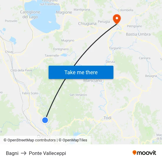 Baths to Valleceppi Bridge map