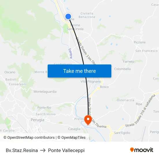 Resina Station Junction to Valleceppi Bridge map