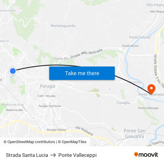 Strada Santa Lucia to Ponte Valleceppi map