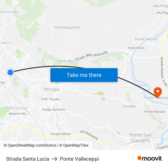 Strada Santa Lucia to Ponte Valleceppi map