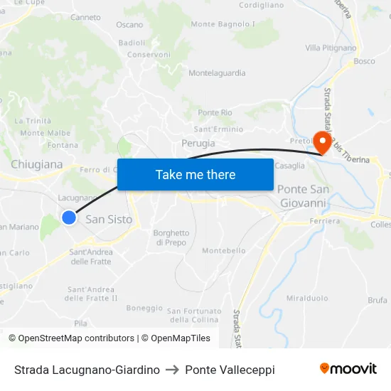 Lacugnano-Garden Road to Valleceppi Bridge map