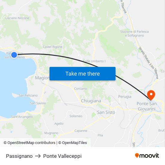 Passignano to Ponte Valleceppi map