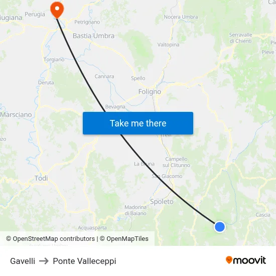 Gavelli to Valleceppi Bridge map