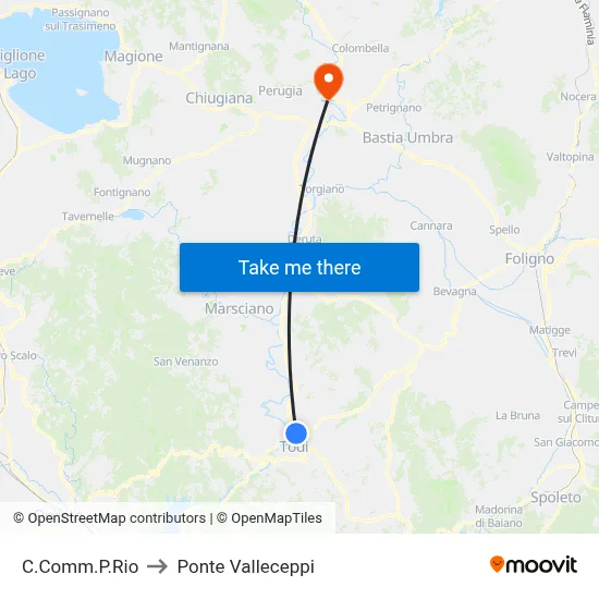 Rio Shopping Center to Valleceppi Bridge map