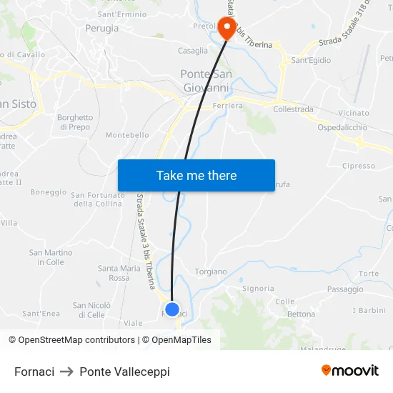 Furnaces to Valleceppi Bridge map