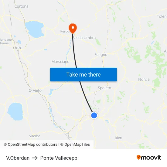 Oberdan Street to Valleceppi Bridge map