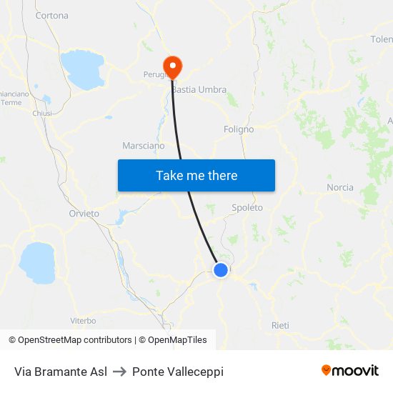 Via Bramante Asl to Ponte Valleceppi map