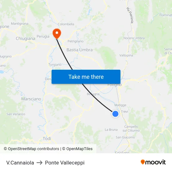 Via Cannaiola to Valleceppi Bridge map