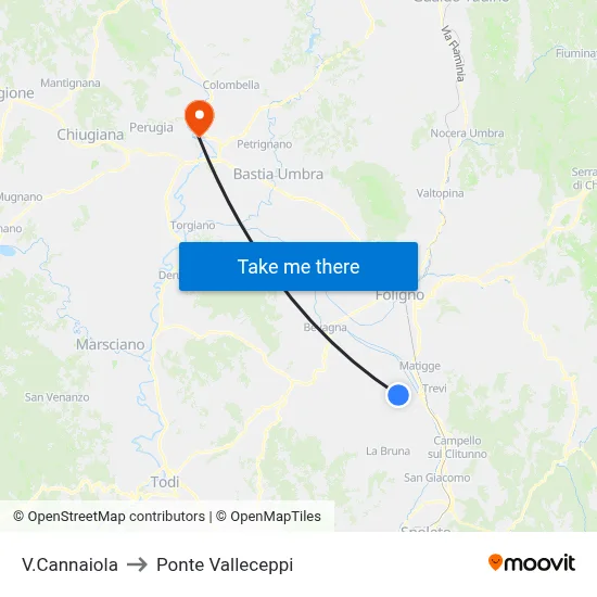 Via Cannaiola to Valleceppi Bridge map