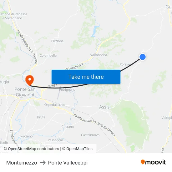 Montemezzo to Ponte Valleceppi map