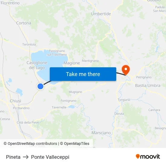 Pineta to Valleceppi Bridge map