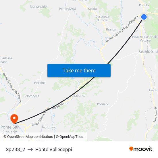 Sp238 2 to Ponte Valleceppi map