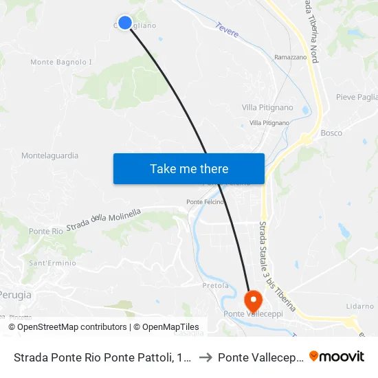 Strada Ponte Rio Ponte Pattoli, 106 to Ponte Valleceppi map