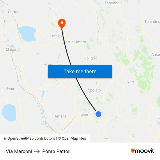 Marconi Street to Pattoli Bridge map