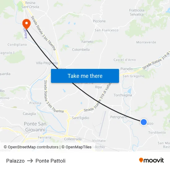 Palazzo to Pattoli Bridge map