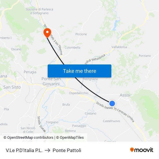 V.Le P.D'Italia P.L. to Ponte Pattoli map