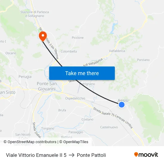 Viale Vittorio Emanuele II 5 to Pattoli Bridge map