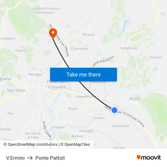 V.Ermini to Ponte Pattoli map