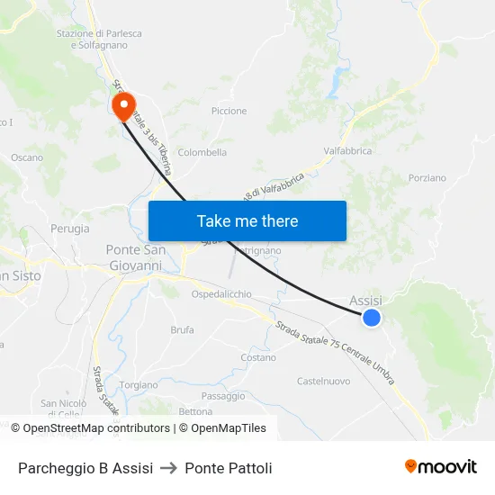 Parking B Assisi to Pattoli Bridge map