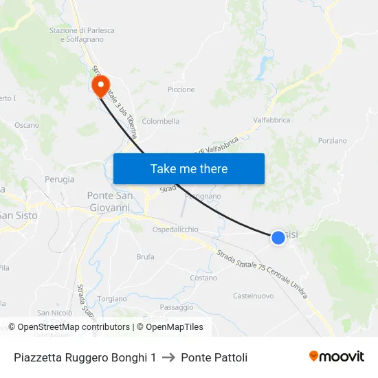 Piazzetta Ruggero Bonghi 1 to Ponte Pattoli map