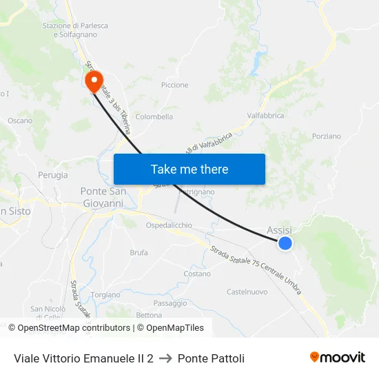 Viale Vittorio Emanuele II 2 to Ponte Pattoli map