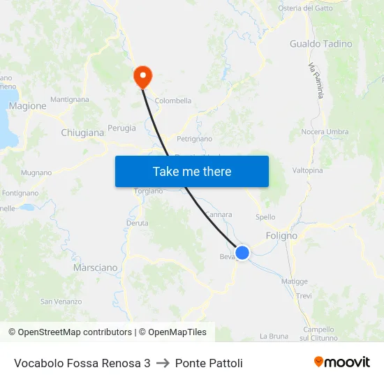 Vocabolo Fossa Renosa 3 to Ponte Pattoli map