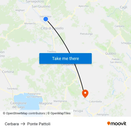 Cerbara to Pattoli Bridge map