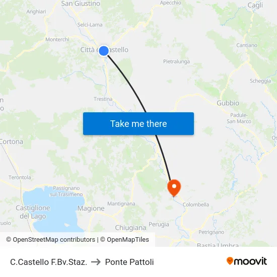 C.Castello F.Bv.Staz. to Ponte Pattoli map