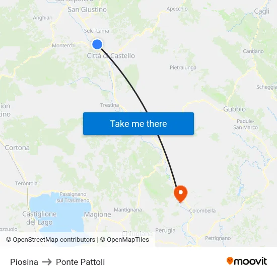 Piosina to Pattoli Bridge map