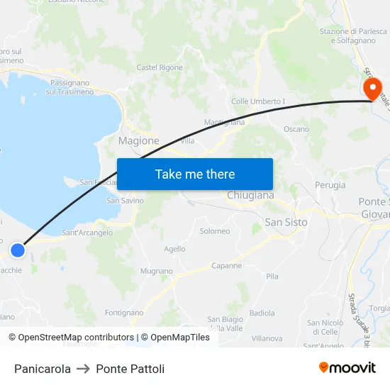 Panicarola to Ponte Pattoli map