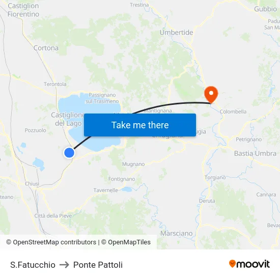 S.Fatucchio to Ponte Pattoli map