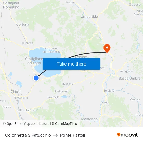 Colonnetta San Fatucchio to Pattoli Bridge map
