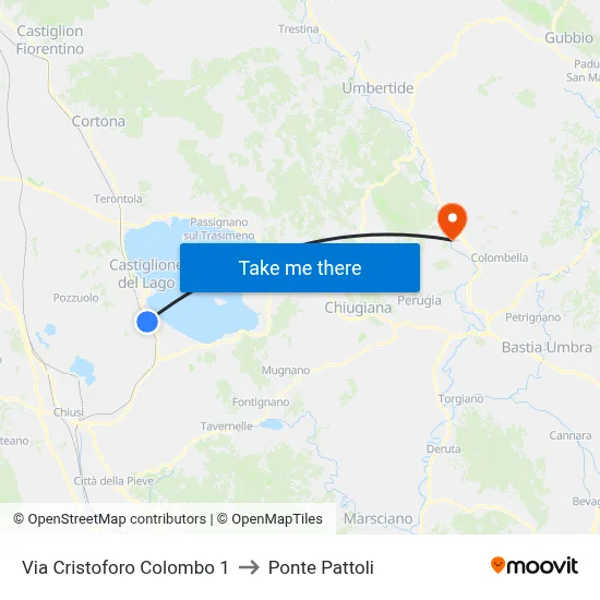 Cristoforo Colombo Street 1 to Pattoli Bridge map