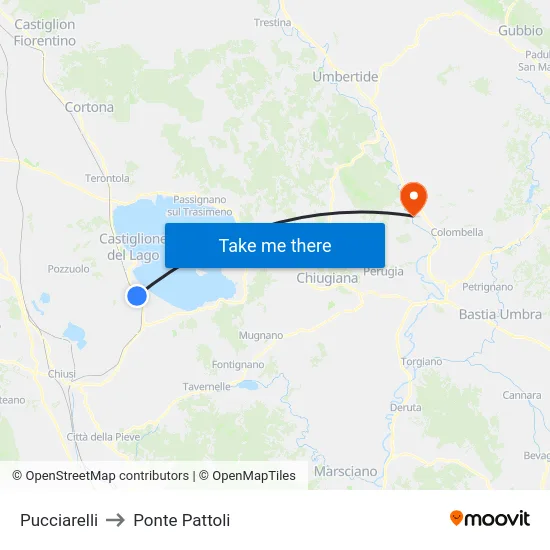 Pucciarelli to Ponte Pattoli map