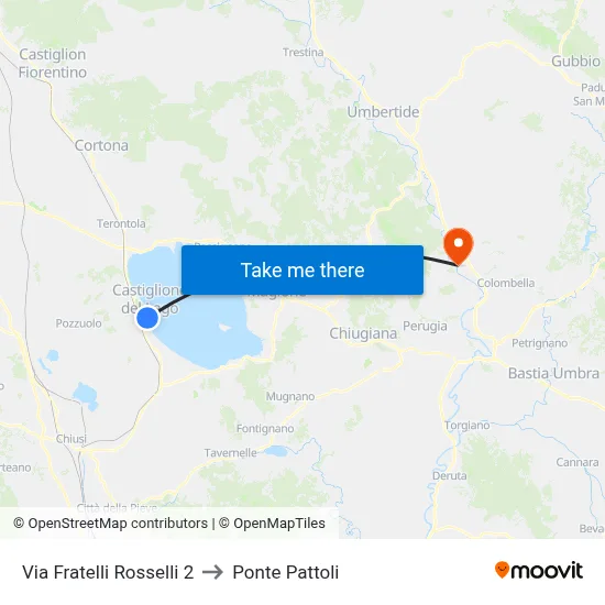 Via Fratelli Rosselli 2 to Pattoli Bridge map