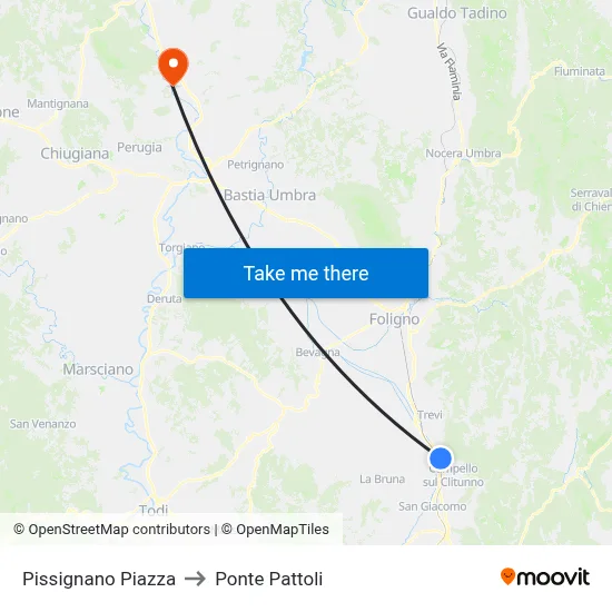 Pissignano Square to Pattoli Bridge map