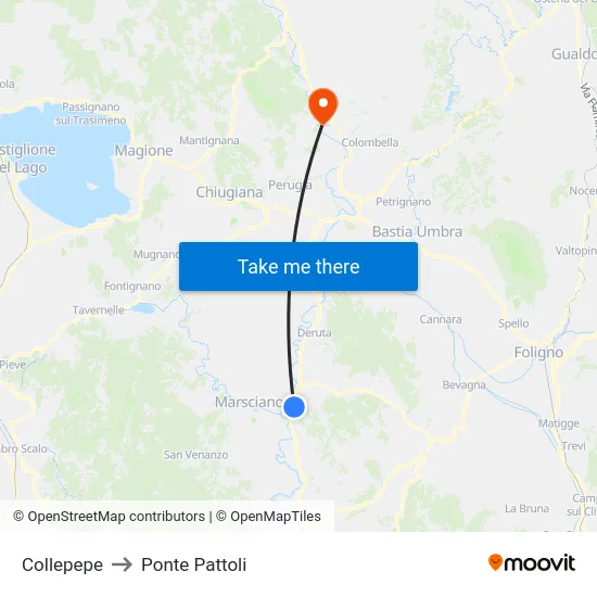 Collepepe to Ponte Pattoli map